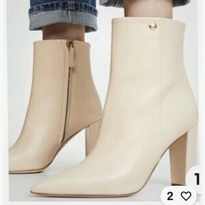 Cream Pointed-Toe Ankle Boots - Women